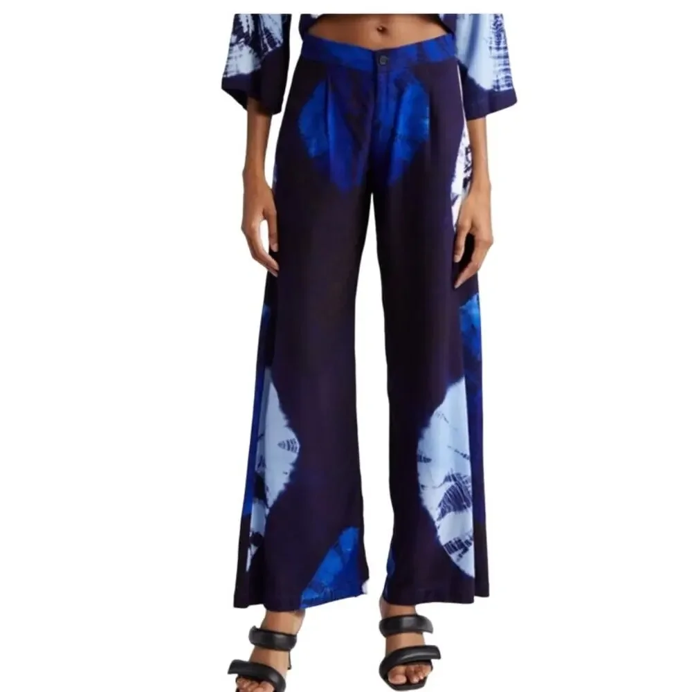 Buyaso pants Ayokun tie dye wide leg blue size Large L - Picture 1 of 6